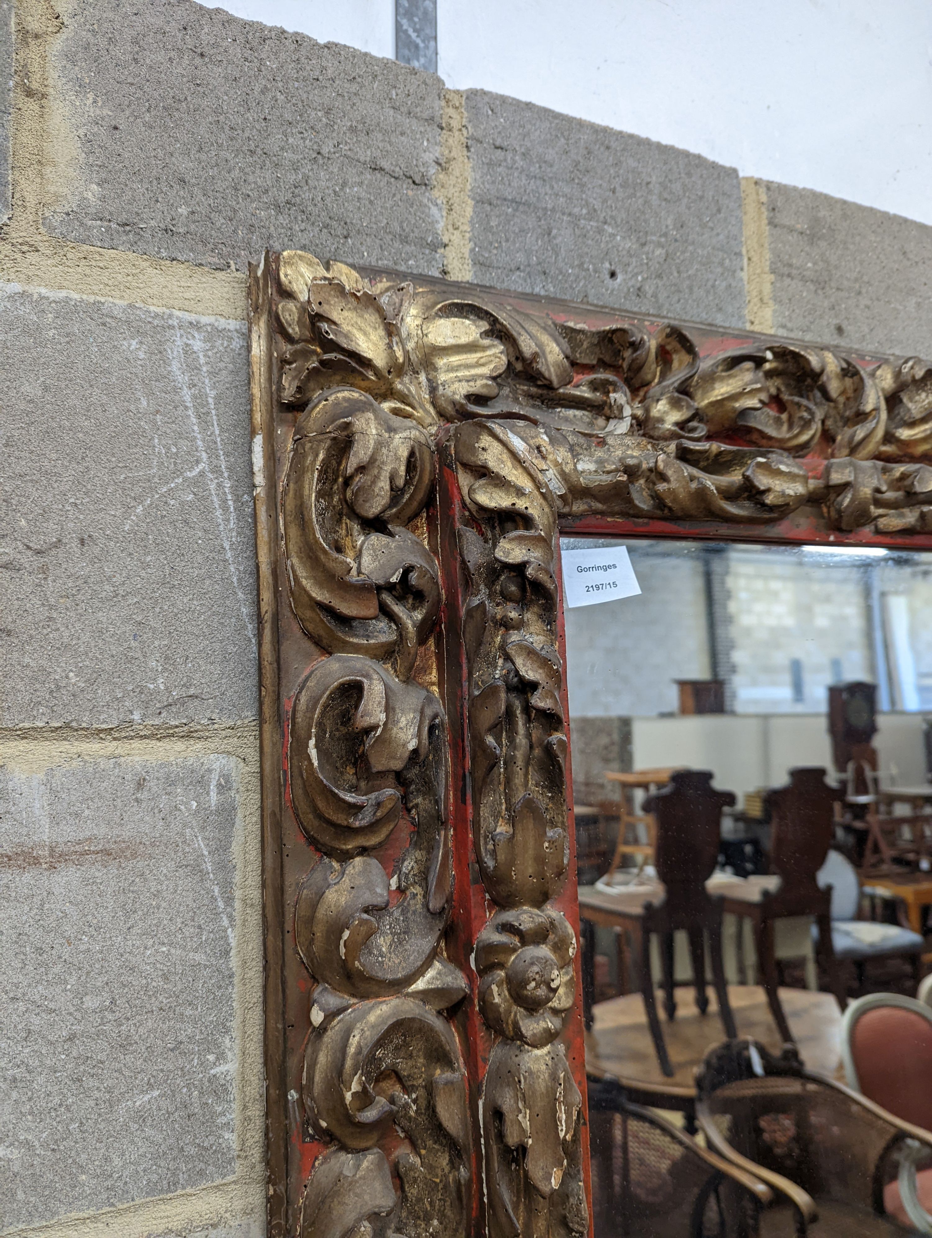 A 19th century carved giltwood rectangular wall mirror, width 140cm, height 76cm